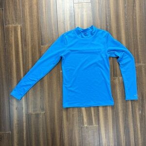 Junior size XL Champion Blue Mock Neck Long Sleeve Shirt Athletic Top